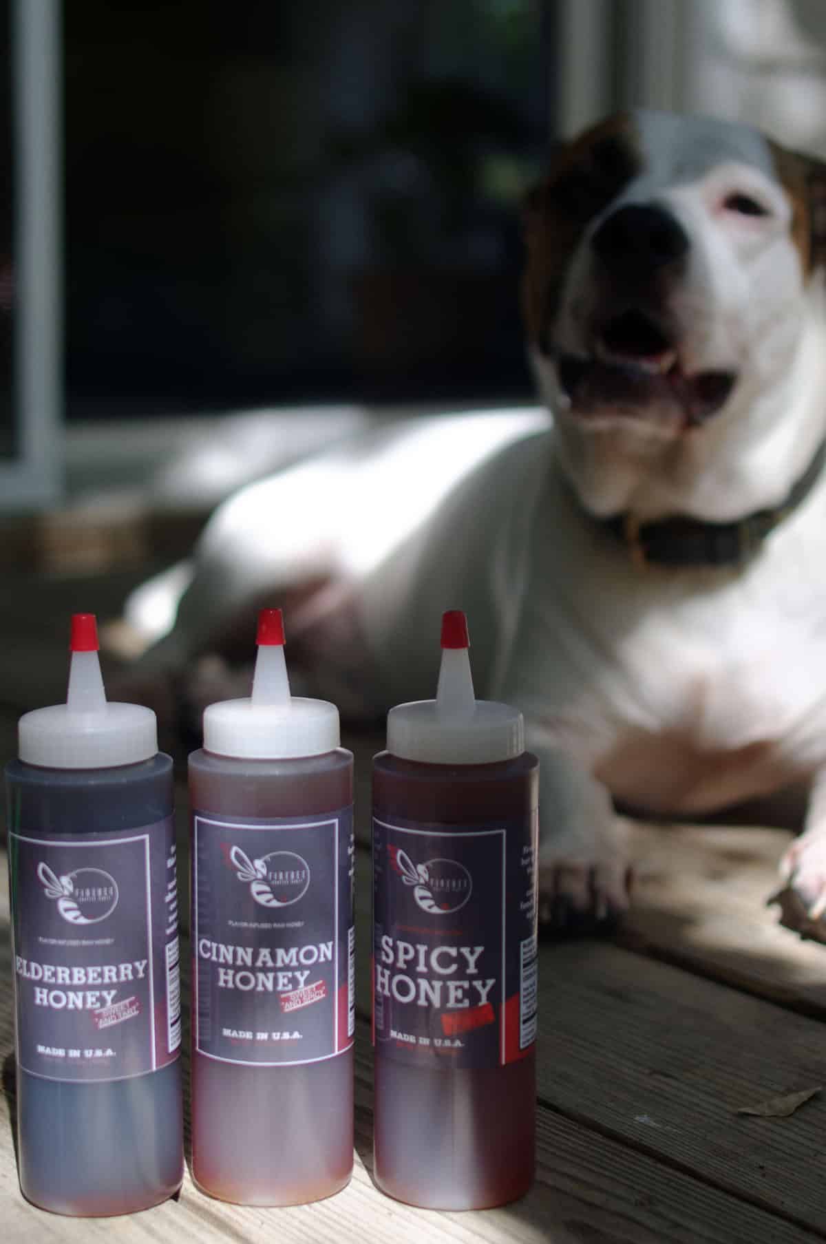 Dog Smiling with Firebee Honey Set, TheHoneyReview