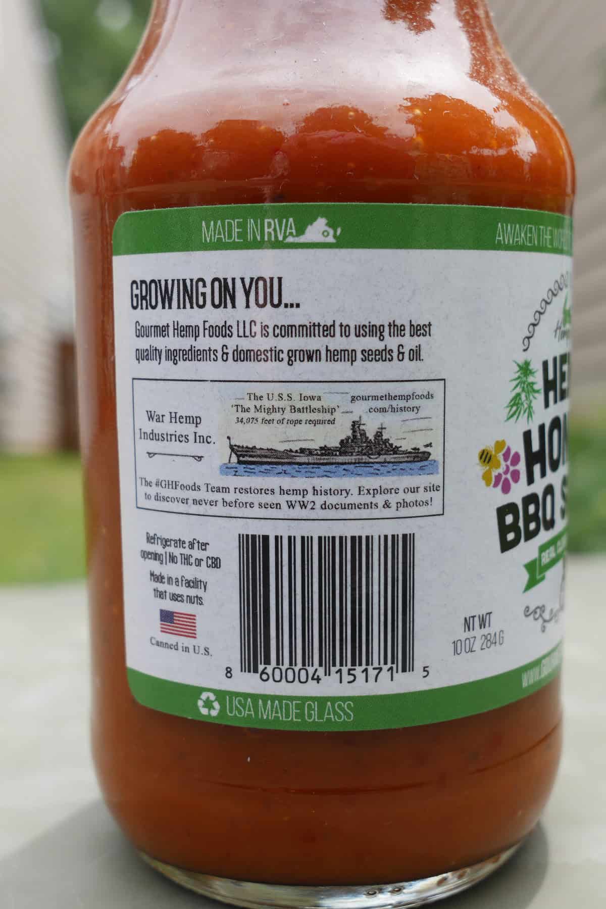 Gourmet Hemp Foods Honey BBQ Sauce Label TheHoneyReview